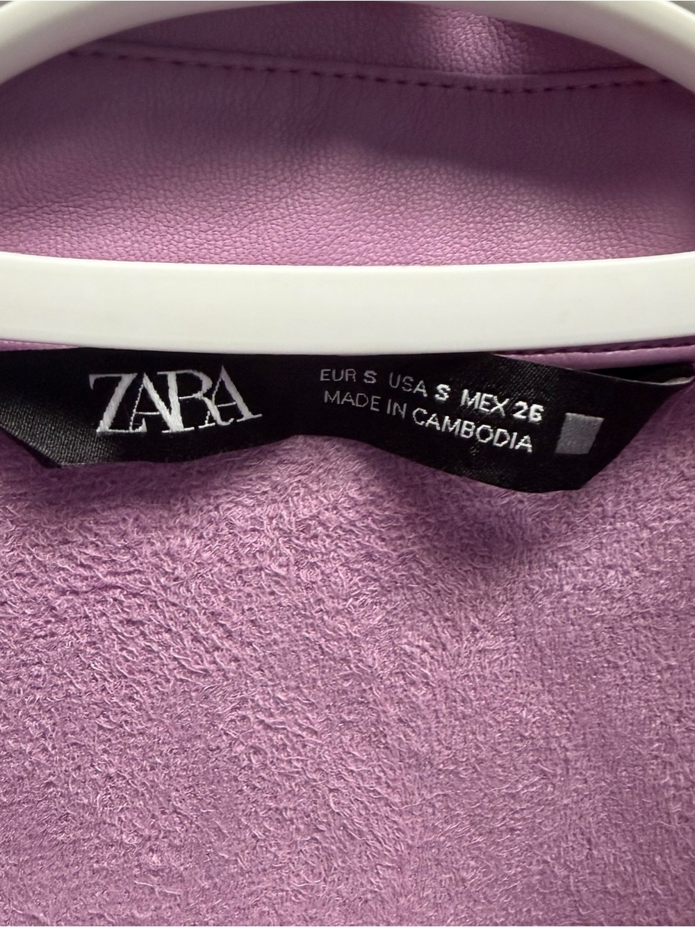 Zara Faux Leather Lilac Puff Sleeve Mini Dress size S - Picture 5 of 7